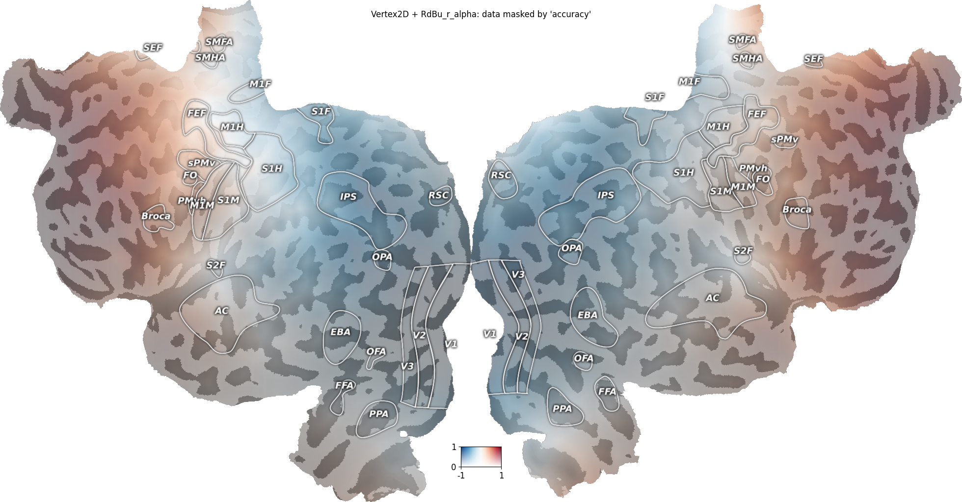 Vertex2D + RdBu_r_alpha: data masked by 'accuracy'